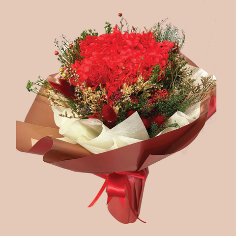 Preserved Mixed Bouquet - Crimson Bloom