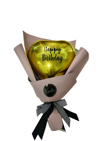 Foil Balloon Bouquet 'Happy Birthday' - Heart